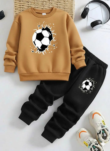 2 Pcs Boy's Fleece Printed Tracksuit
